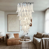 Pink White Large Ceiling Pendant Light Home-appliance High Ceiling Glass Hanging Lamp Lustres Foyer Lighting Extremely Expensive