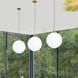 Modern Glass Ball Pendant Lights White Globe Hanging Lamps Bar Restaurant Decor Luminaire Bedroom Light LED Pendant Lamp