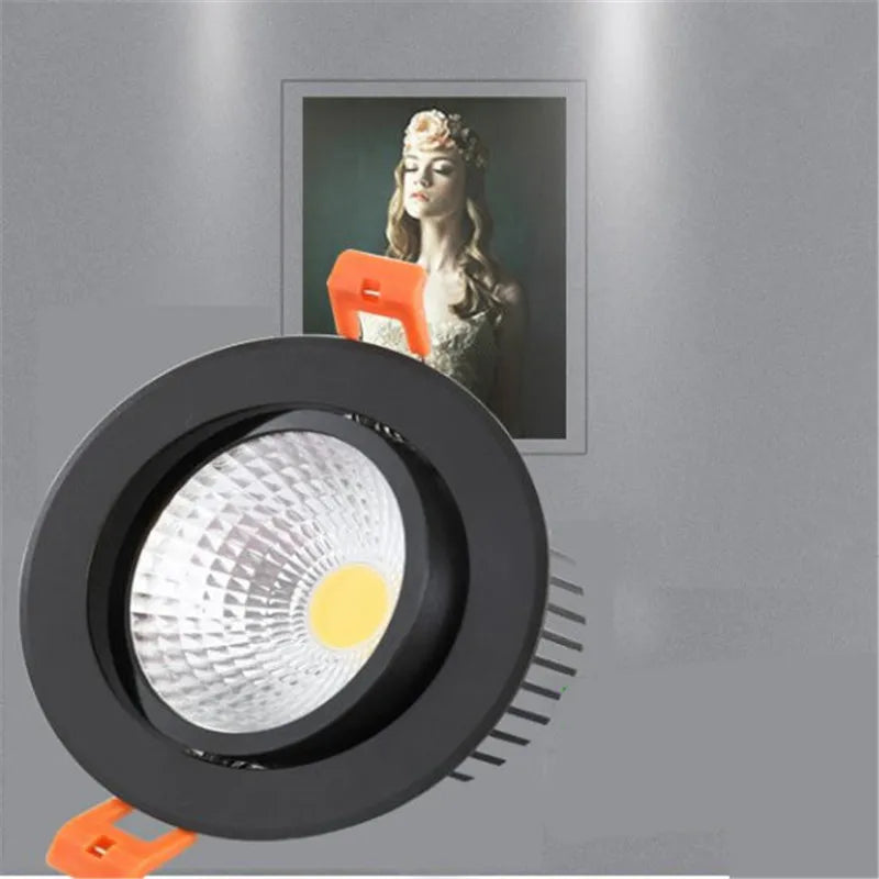 Bright Recessed LED Dimmable Round Downlight COB 3w 5W 9W 12W 18W LED Spot light decoration Ceiling Lamp AC 110V 220V black body