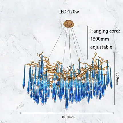 Light Luxury Crystal Chandelier Postmodern Minimalist Living Room Tree Branch Lamp Artistic Dining Room Pendant Lamp