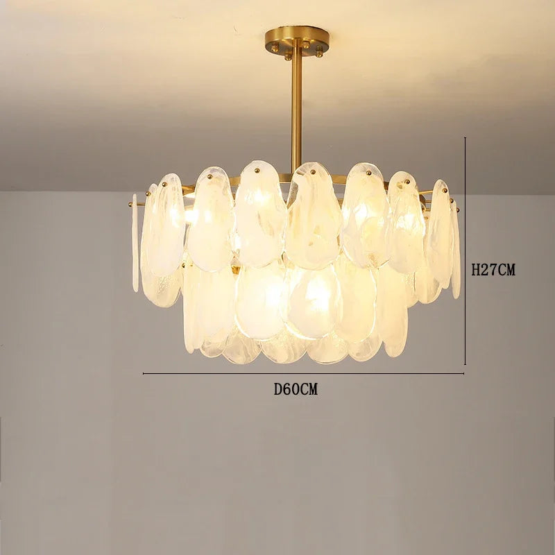 French Retro Light Luxury Chandelier Living Room Bedroom Warm and Romantic Cloud Water Drop Glass Pendant Lights Home Decoration