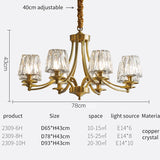 Copper Crystal Chandelier For Living Room Bedroom Study Dining Room Kitchen Villa Modern Luxury Style Gold Lamp Pendant Light