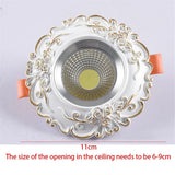 Recessed Led European Resin Lace Spotlights For Ceiling Interior Cob Home Decor 5W 7W 110V 220V Living Room Ivory Cow eye Lamp
