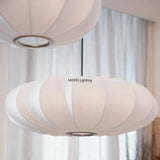 Japanese Wabi-Sabi Silk White E27 Ceiling Pendant Light - Nordic Art Fabric Chandelier Hanging Lamp Fixture for Living Room, Dining Area & Bedroom Decor