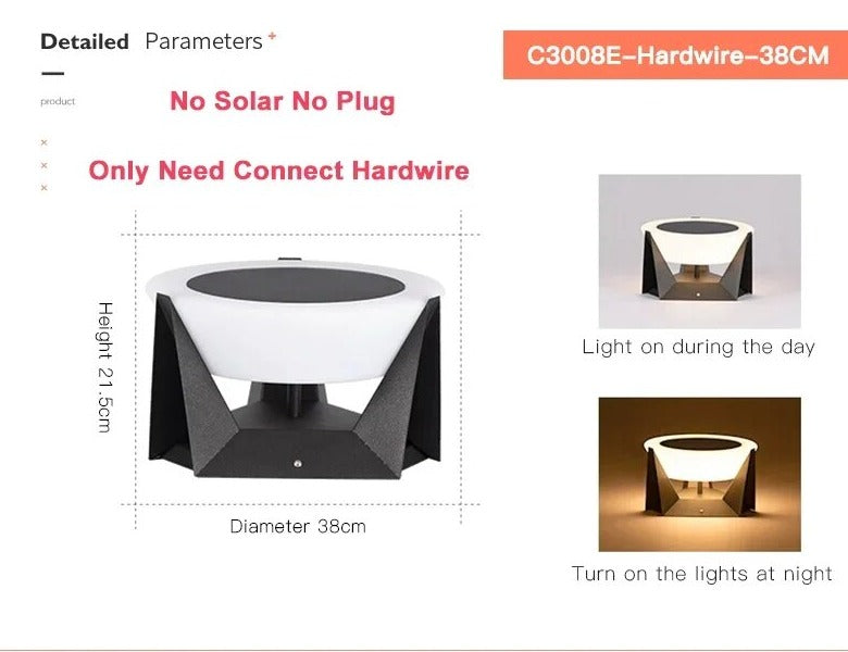 VZVI Solar Lights Outdoor Garden Light Column Lamps Post Light Waterproof Fence Gate Cap Light Lantern Head Lamp Patio Decor