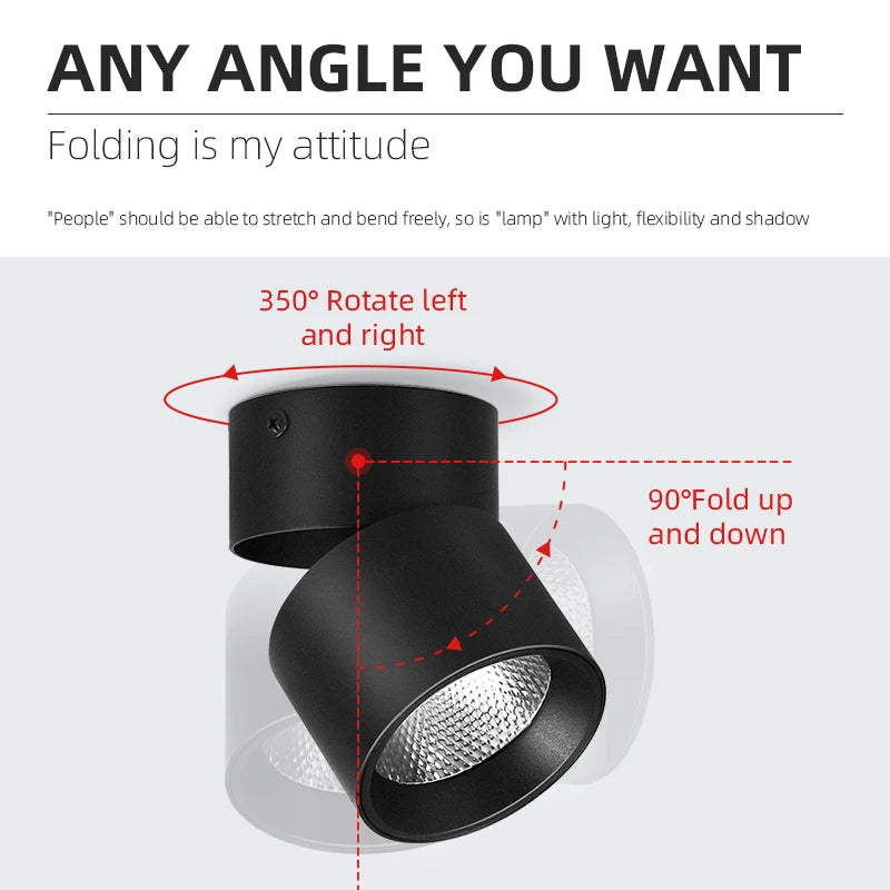 Spot Led Downlight 220V Ceiling Lamp Foldable Spotlights for Living Room Bathroom Led Ceiling Light Surface Mounted Down Lights