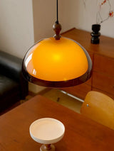 Vintage Brown Bauhaus Orange Pendant Lamp French Retro Design Adjustable Hanging Light for Dining Table Cafe LED Chandelier