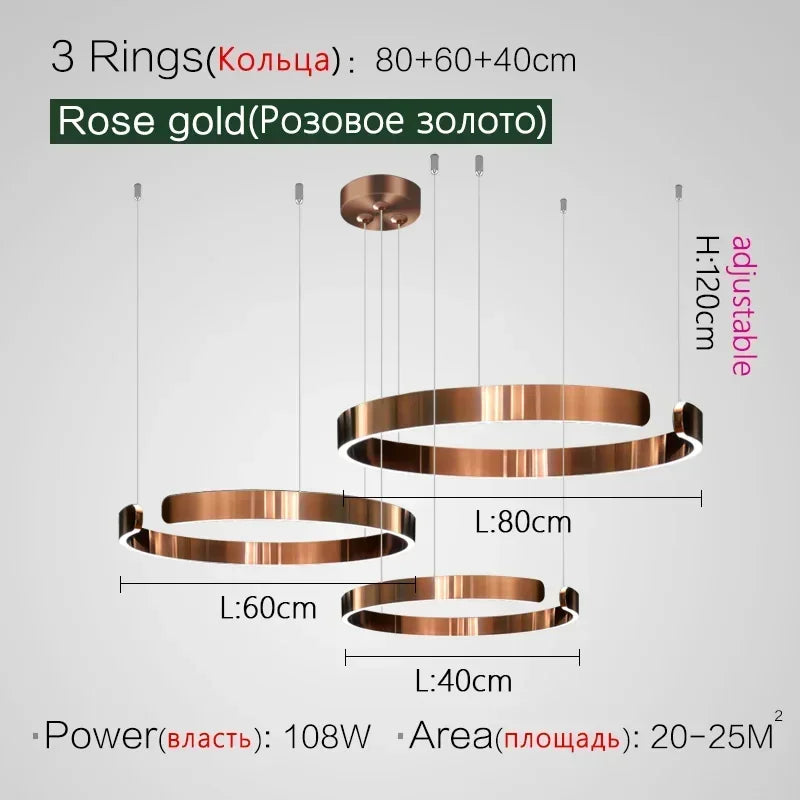 Nordic Designer Round LED Pendant Light - Modern Chandelier for Dining Room