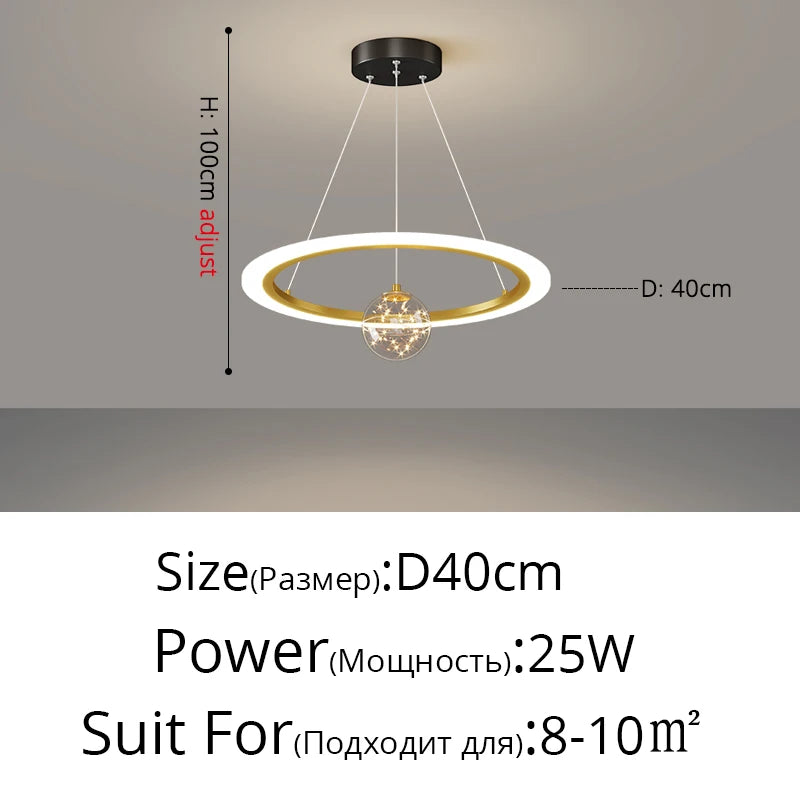 2025 New Pendant Light Lusters For Living Room Chandelier Modern Creative Circle Ring Bedroom Lamps Restaurant Ceiling Luminaire