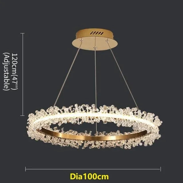 French Light Luxury Lamps Modern Minimalist Living Room Diningroom Bedroom Lighting Internet Celebrity Ring  Crystal Pendant