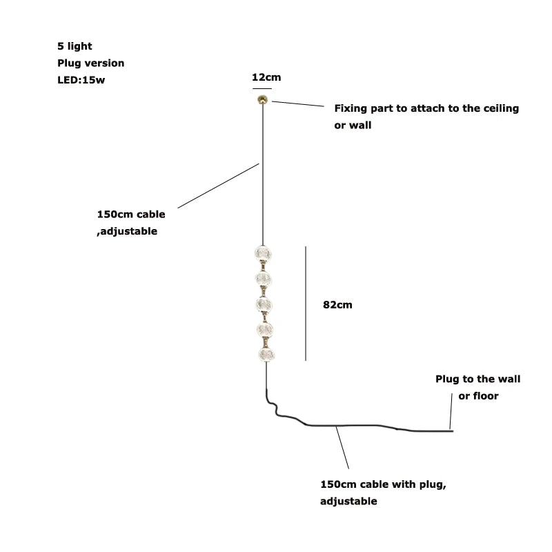 2026 Trendy Pearl Necklace Design LED Dimmable Chandelier Balls Staircase 6 m Long Suspension Luminaire Lampen For Living Room
