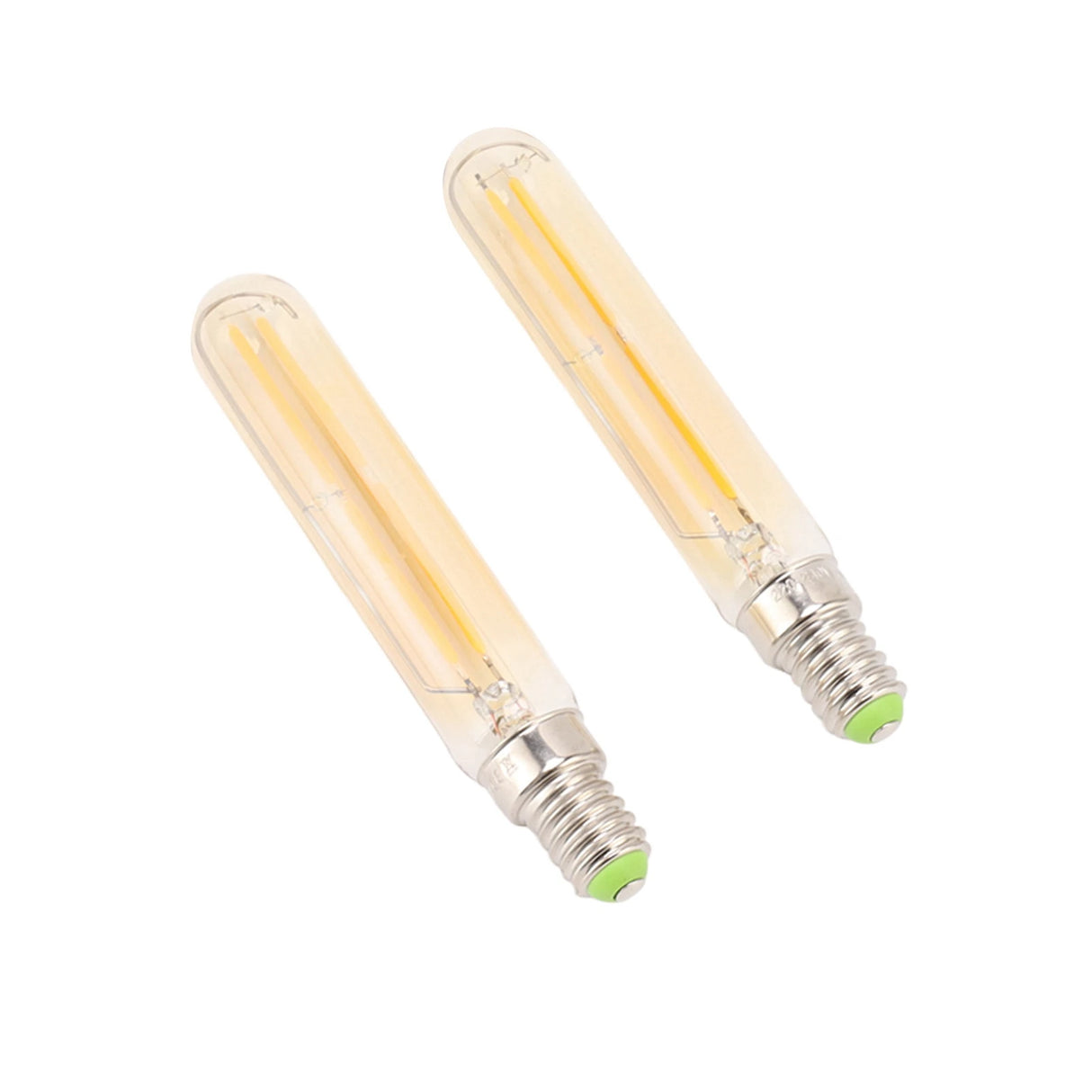 2Pcs E14 LED Tubular Light Bulbs - 4W 2300K Warm Amber T20x120 Filament Lamp
