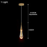 Nordic LED Luxury Crystal Chandeliers Water Drop Lamps Bedroom Bedside Modern Simple Bar Decorative Pendant Lights