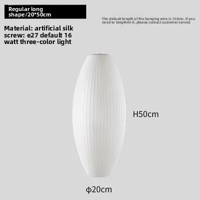 Japanese Wabi-Sabi Handmade Silk Pendant Lamp LED for Living Room Hotel Restaurant Home Decor