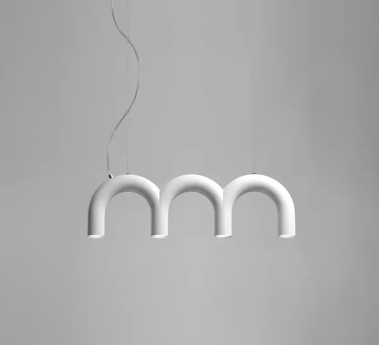 Oblure Arch Chandelier Post Modern Design Pendant Light for Coffee Living Room Kitchen U Shaped Lamp Blue Metal Macaron Lamp