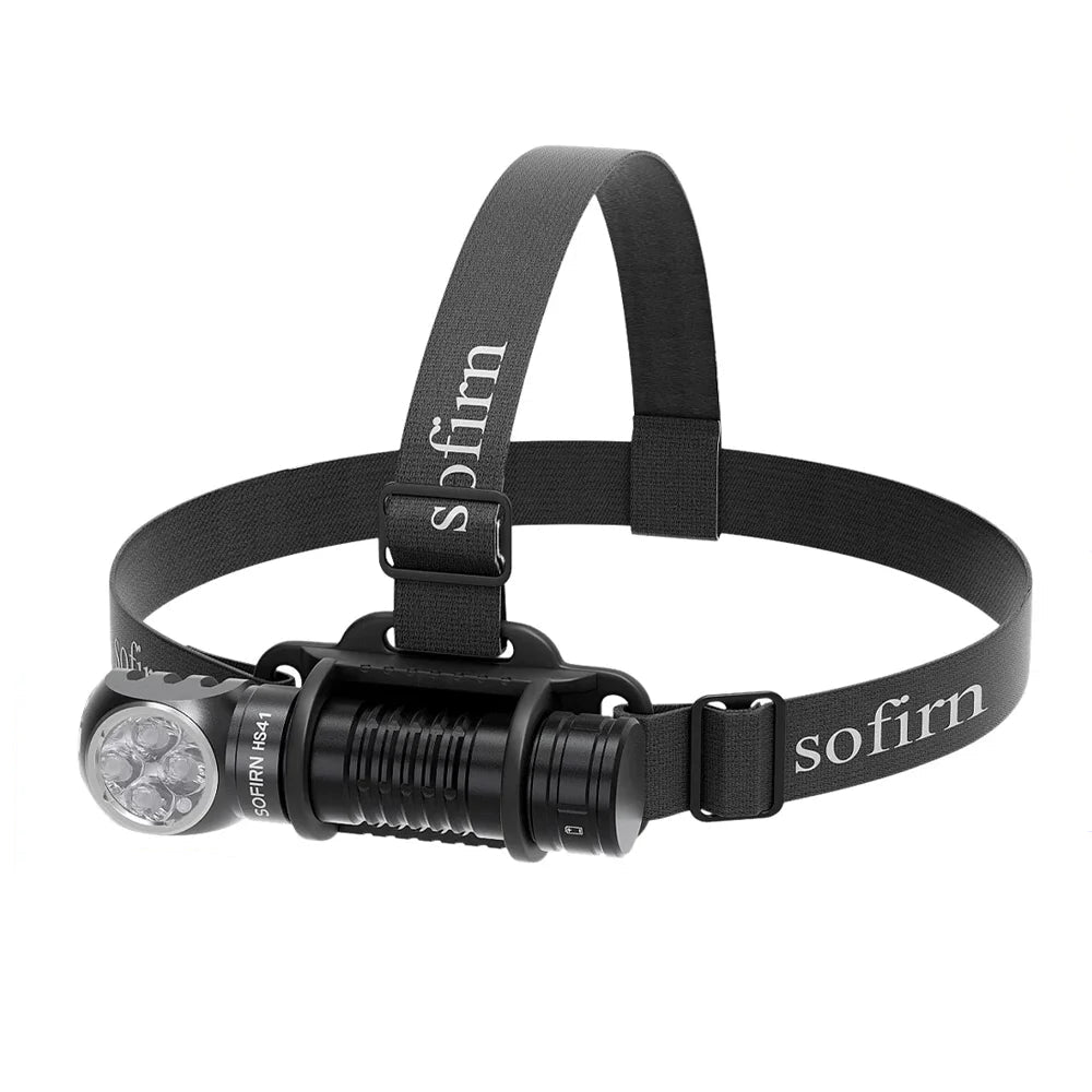 HS41 4000lm Quad-LED Headlamp (4x SST20, 21700 Battery) - USB-C Rechargeable Right-Angle Flashlight with Battery Indicator & Magnetic Tailcap