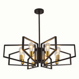 Modern 8-Light Geometric Chandelier - Black & Gold Metal Pendant Light