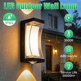 Waterproof LED Crescent Wall Lamp - 12W Outdoor Garden Square Sconce