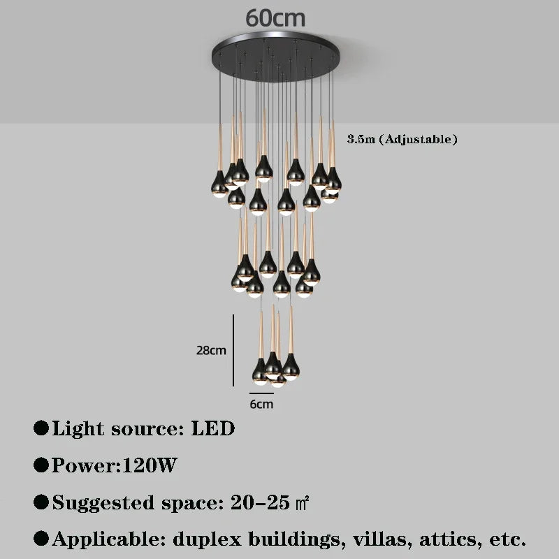 Modern Chandeliers For Staircase Living Room Pendant Lights LED  Lamp Villa Exhibition Hall Loft Long Hanging Lamp Light Fixture