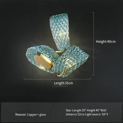 Modern Blue Glass LED Pendant Light Designer for Living Room Bedroom Dining Table Indoor Lighting Fixtures with Glossy Finish
