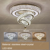 Led Stainless Steel Crystal Ceiling Light 2026 Luxury Home Decoration Round Minimalist Lampara Techo for Bedroom Living Room