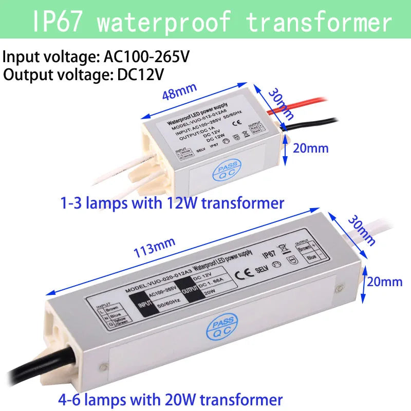 12V RGB IP65 3W Mini LED Downlight with Transformer Ceiling Spotlight Bedroom Kitchen 12V Dimmable Staircase Closet Party Light