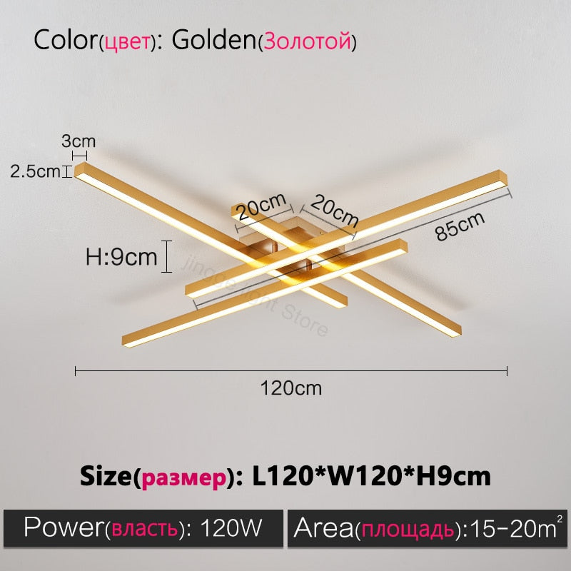 Black chandelier square bedroom lamps living room lamp led ceiling lamp Nordic minimalist creative led ceiling lamp strip lights