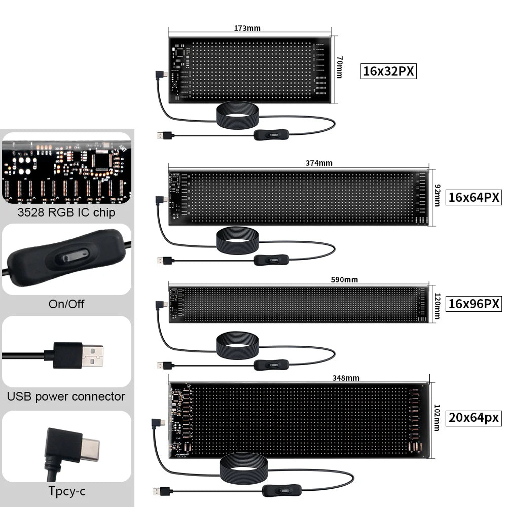 Programmable RGB LED Car Sign - Bluetooth App Scrolling Advertising Display