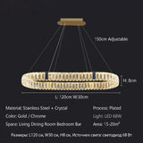Nordic Luxury Ring K9 Crystal Chandelier Villa Living Dining Room Bedroom Ceiling LED Pendant Light Indoor Lighting Hanging Lamp