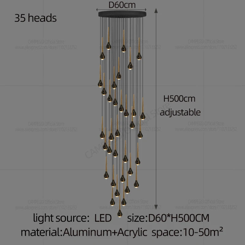 Minimalist Style LED Ppendent Lamp Double Layered Attic Chandelier Villa Staircase Pendant Light Living Room Kitchen Pendant