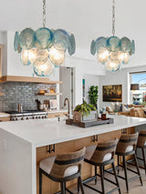 Blue Circle Glass Chandeliers Vintage Art American Classic Living Room Design Idea Home Deco Restaurant Hanging Lamps Lustre