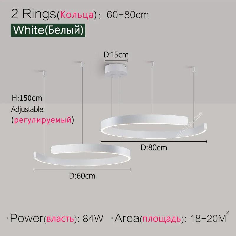 Nordic modern chandelier simple ring light led pendants round lamps