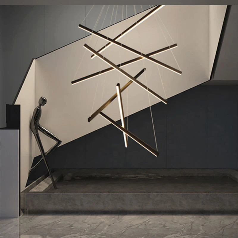 Modern Led Chandeliers Living Dining Room Kitchen Lighting Decor Lustre Pendant Lamp Indoor Duplex Hall Hanging Lights Fixture