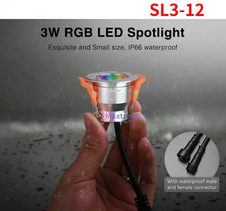 Mini 3W LED Spotlight IP66 Waterproof - 12V Recessed RGBW Downlight