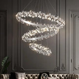 Simple Mix and Match Crystal Chandelier Living Room Ring Decorative Lights Luxury Stainless Steel Glossy Island LED Lights
