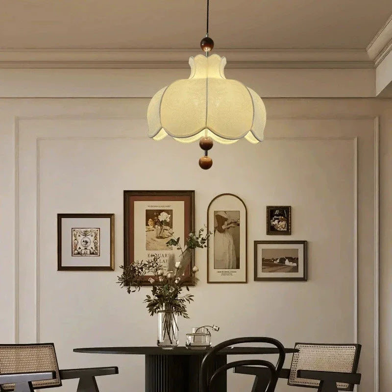 Vintage Fabric Pendant Lamp - Retro Textile Ceiling Hanging Light Chandelier Fixture for Living Room, Dining Room & Home Decor
