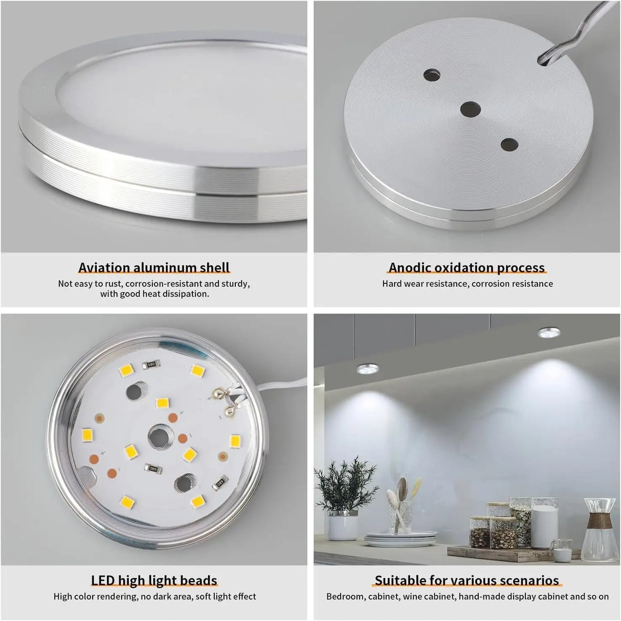 Under Cabinet Puck Lights with Remote,Light Wired, Under Counter Light Fixtures for Kitchen, LED Light for Shelf, Display Case