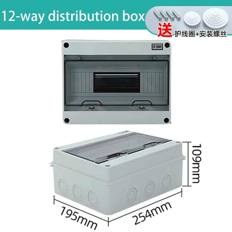 HT Series IP65 Waterproof Electrical Distribution Box (2/3/5/8/12/15/18/24 Way) - PC Plastic Outdoor Junction & Circuit Breaker Switch Box