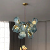 Creative All-copper Headboard Chandelier Light Luxury Individual All-copper Bedroom Blue Glass Lamp Indoor Home Decor G9 Bulb