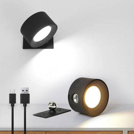 Modern Indoor Wall Lamp Magnetic 360 Projector Rechargeable Sconce Home Lighting Bedroom Living Room Aisle Decor LED Wall Light