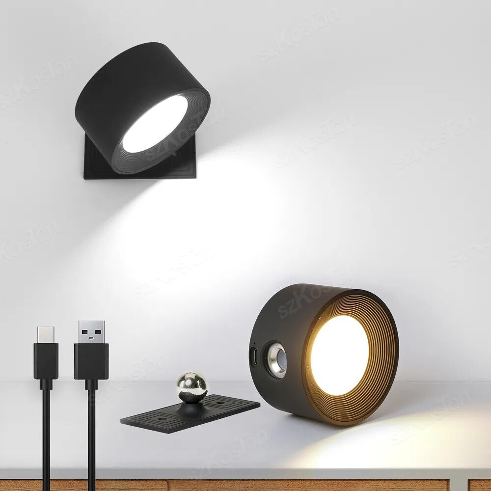 Modern Indoor Wall Lamp Magnetic 360 Projector Rechargeable Sconce Home Lighting Bedroom Living Room Aisle Decor LED Wall Light