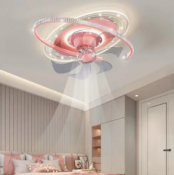 Modern LED Ceiling Fan with Remote - 6-Speed Silent Fan & Stepless Dimmable Light