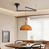 French Vintage Acrylic Lampshade Pendant Light With Dark Wood E27 Bulb For Dining Room Bar Bedroom Wire Adjustable Rocker arm