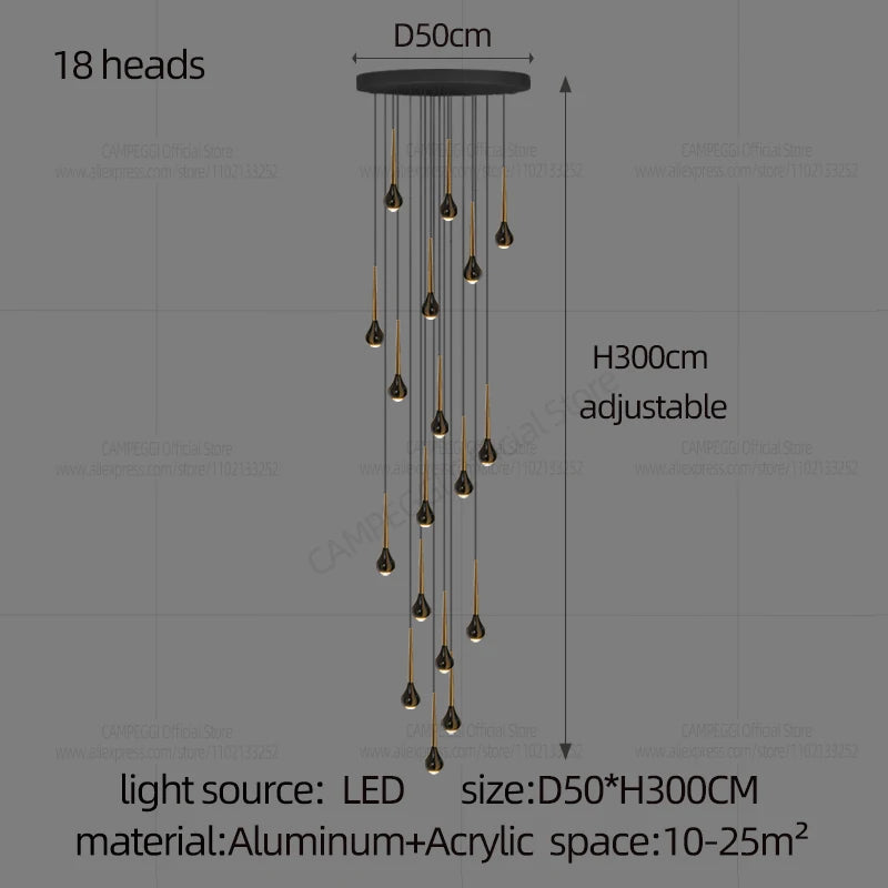 Minimalist Style LED Ppendent Lamp Double Layered Attic Chandelier Villa Staircase Pendant Light Living Room Kitchen Pendant