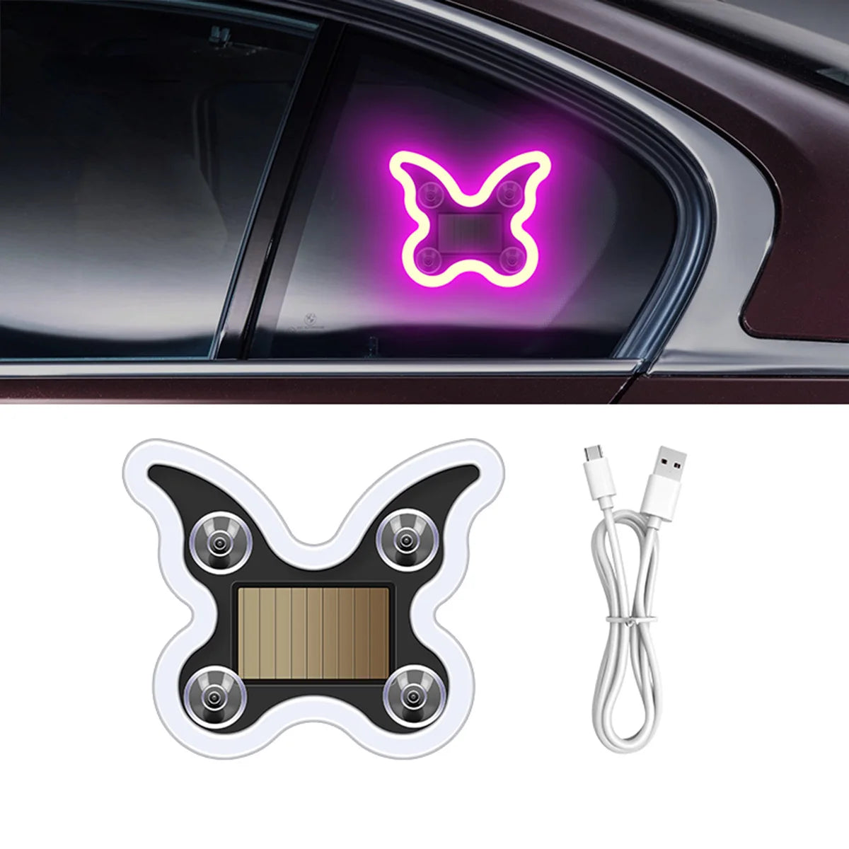 Universal Solar Heart-Shaped RGB LED Car Atmosphere Light - Dynamic Gradient Interior Ambient Decoration Lamp & Vehicle Accessory