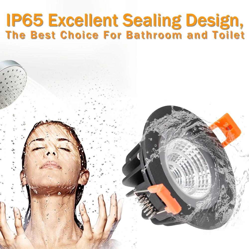 Led Downlight IP65 Waterproof 220v 110v 7W 12W 15W Recessed Ceiling Spot Lights Down Light Led Spot Lamp Spotlight for Bathroom