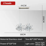 Modern Creative Stainless Steel Chrome Leaf LED Chandrlier Living Room Restaurant Pendant Lamp Display Window Bar Decor Lighting