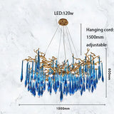 Light Luxury Crystal Chandelier Postmodern Minimalist Living Room Tree Branch Lamp Artistic Dining Room Pendant Lamp