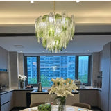 French Luxury Gradient Green Glass Living Room Chandelier Designer Bedroom Restaurant Hotel Highend Pendant Lamp Art Decor Light
