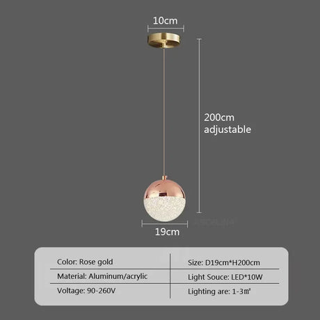 Nordic LED Dining Chandelier Creative Simple Acrylic Half Ball Indoor Pendant Lamp for Restaurant Aisle Corridor Pendant Lamp